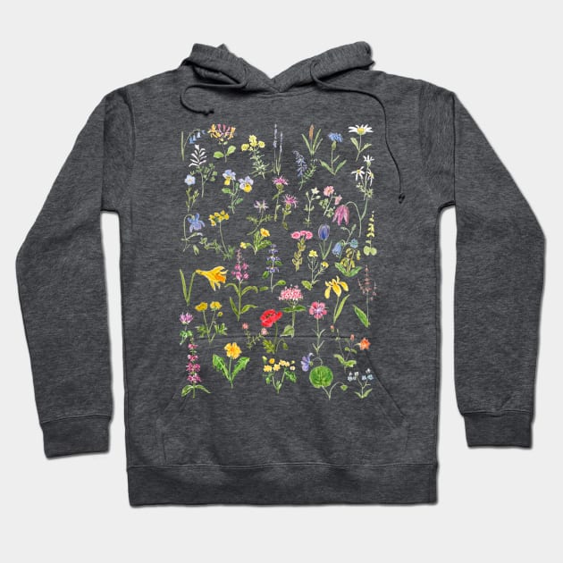 botanical colorful countryside wildflowers watercolor painting Hoodie by colorandcolor